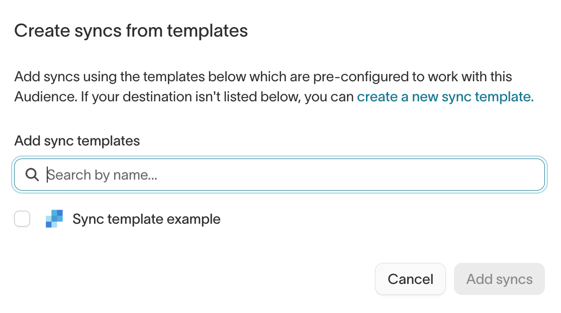 Create syncs from templates