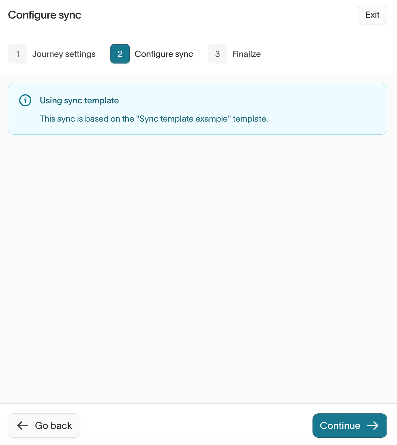 Configure the sync from the template