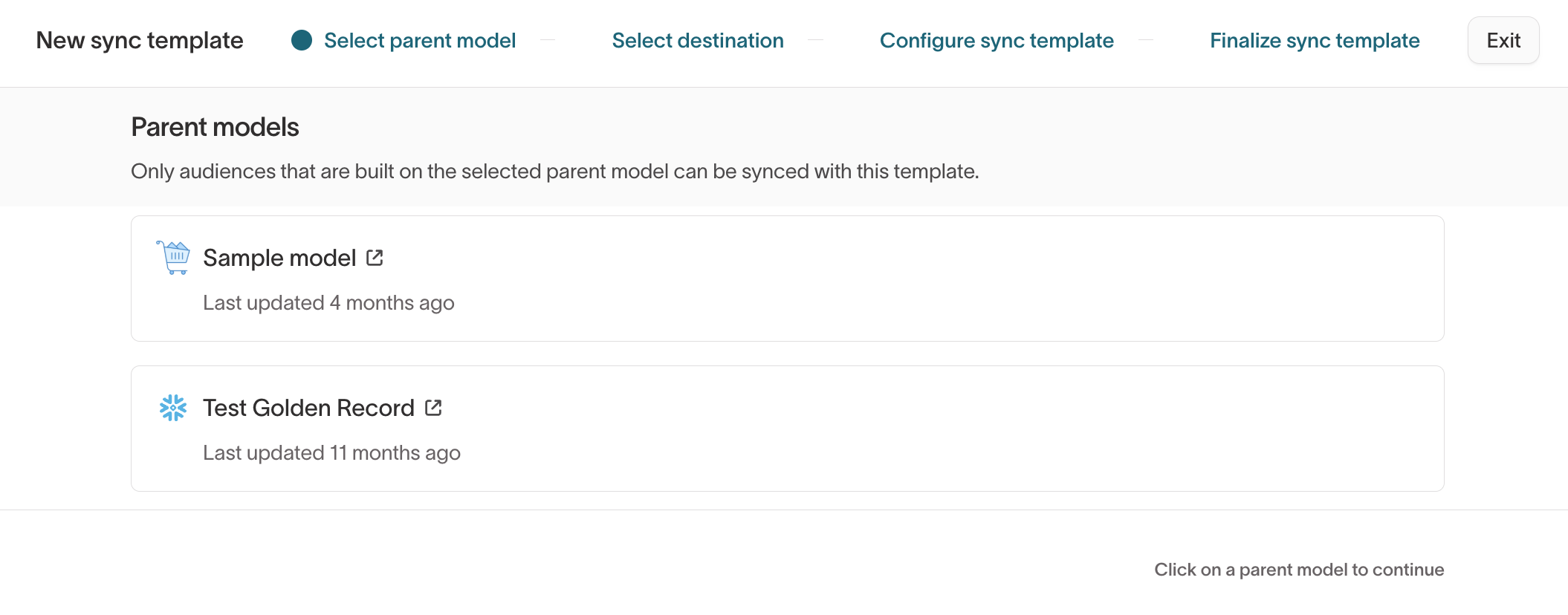 Select a parent model