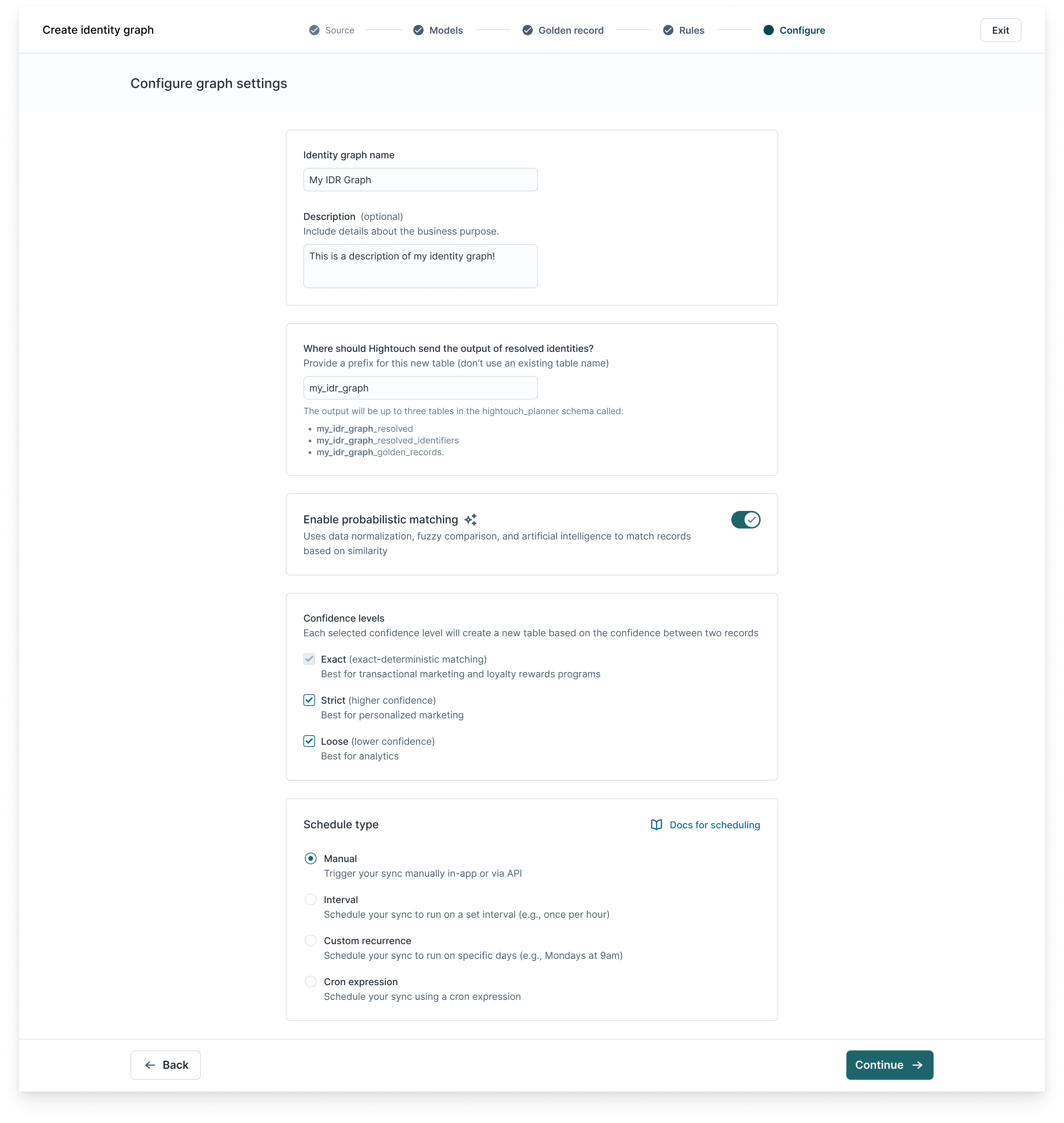 Graph settings