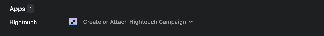 Apps section of an Asana task showing the Hightouch app and its Create or Attach Hightouch Campaign control
