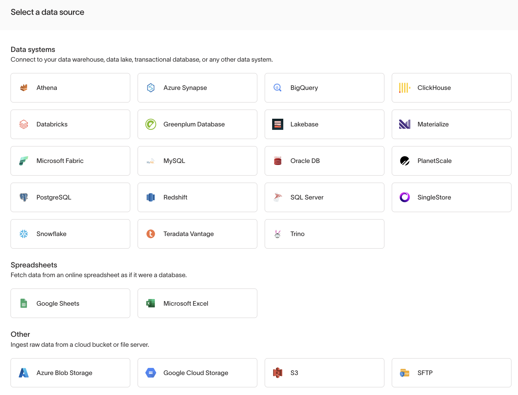Select a data source
