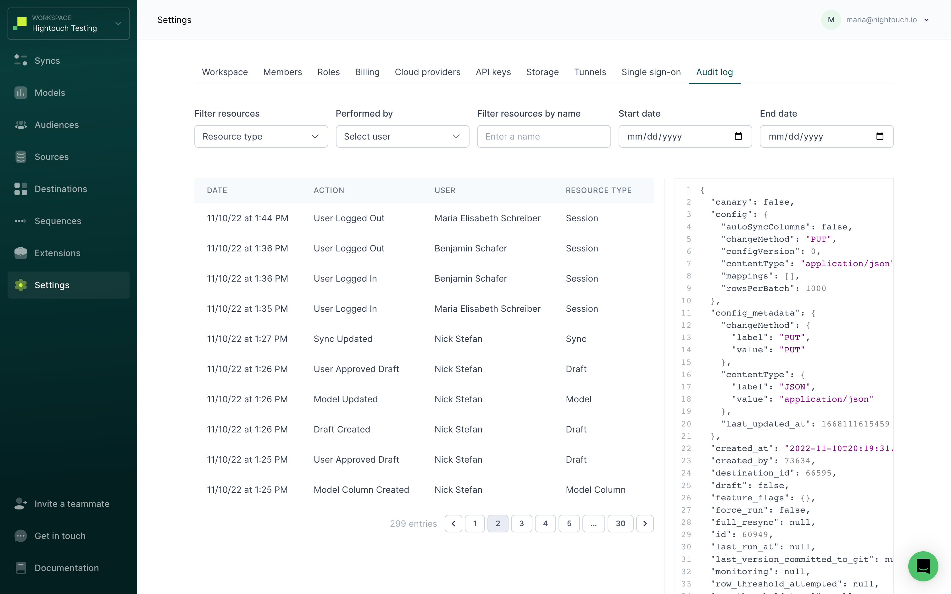 Audit Logs Hightouch Docs