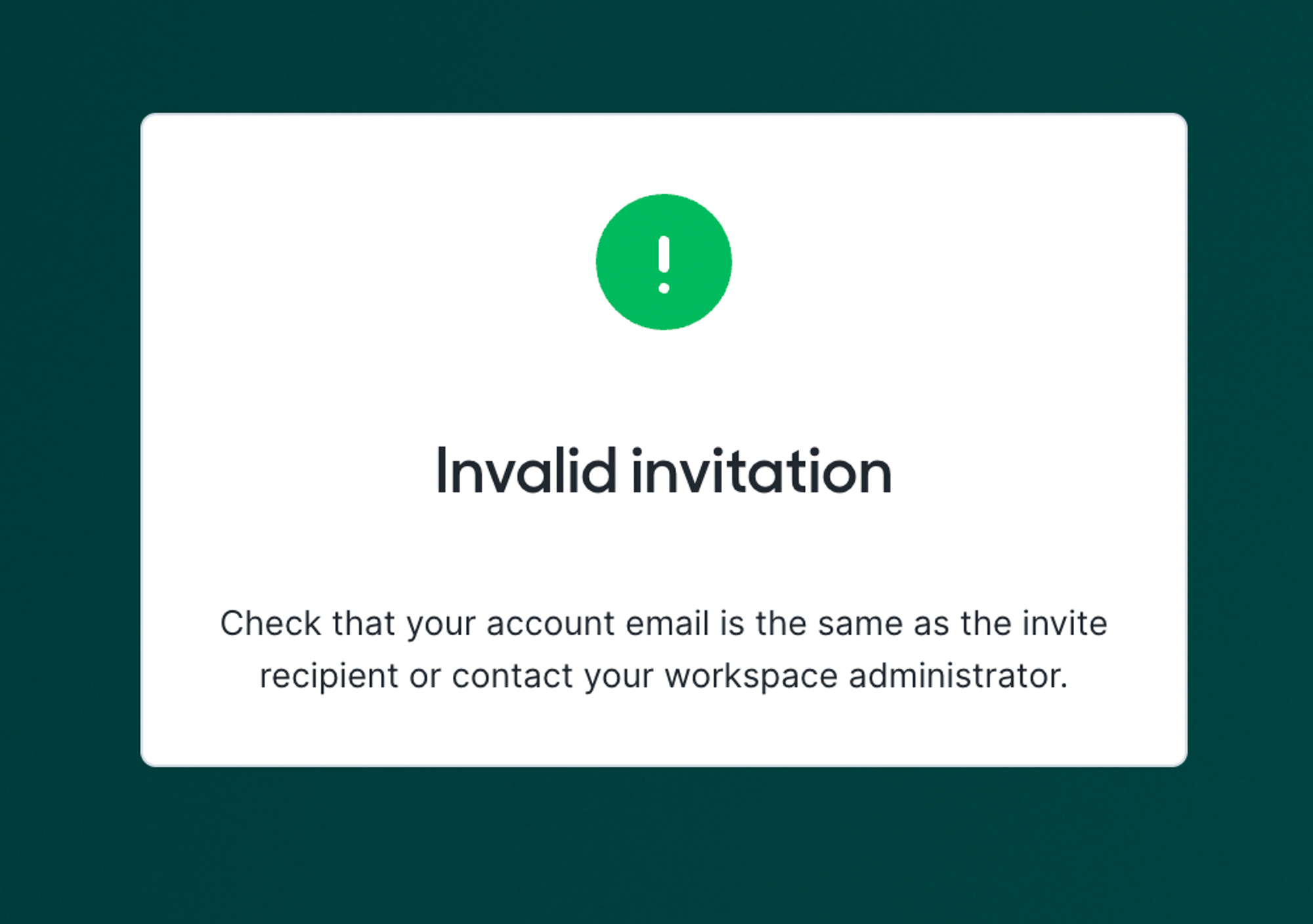 Invalid invitation