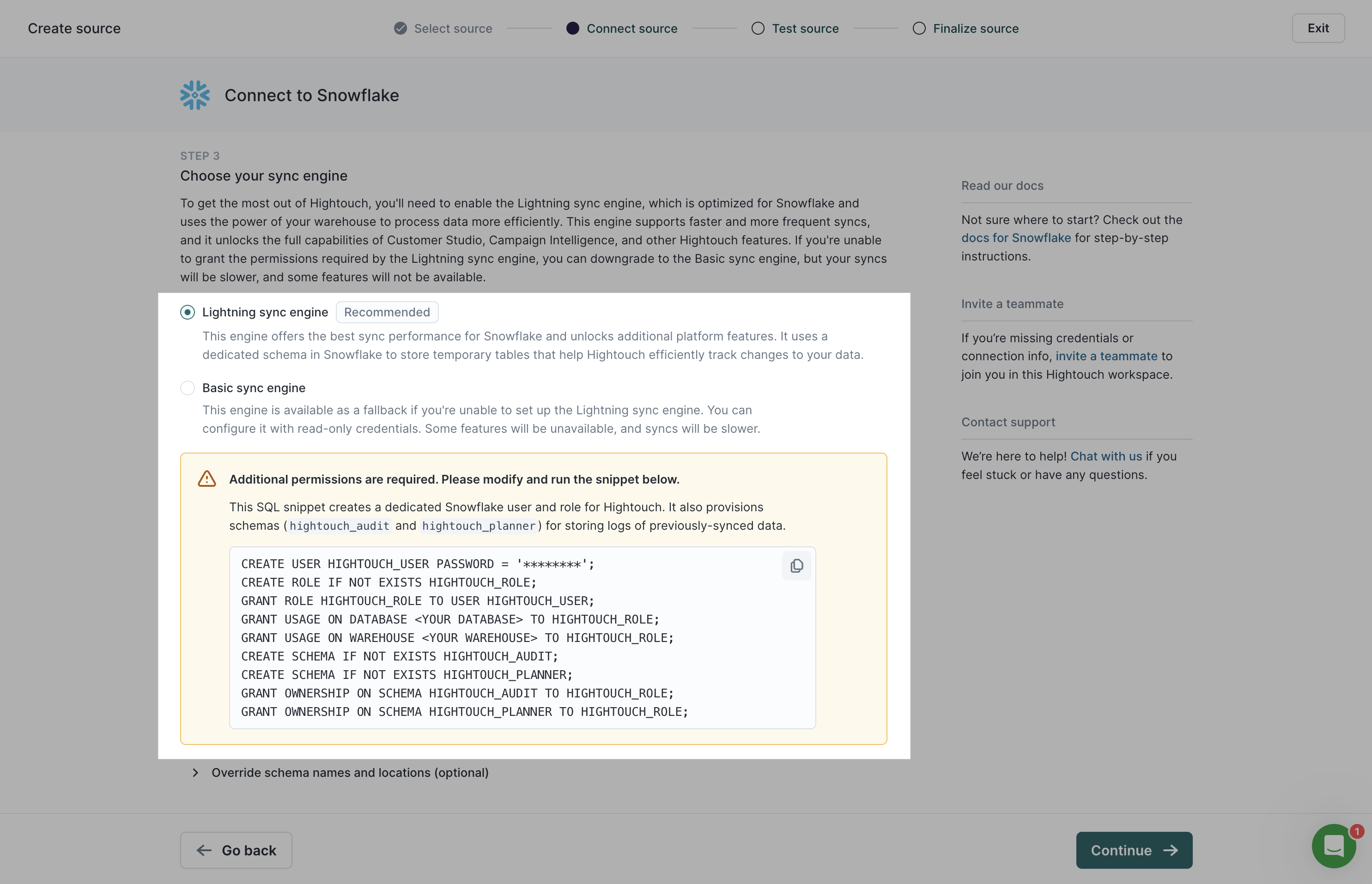 Choosing your sync engine in the Hightouch UI