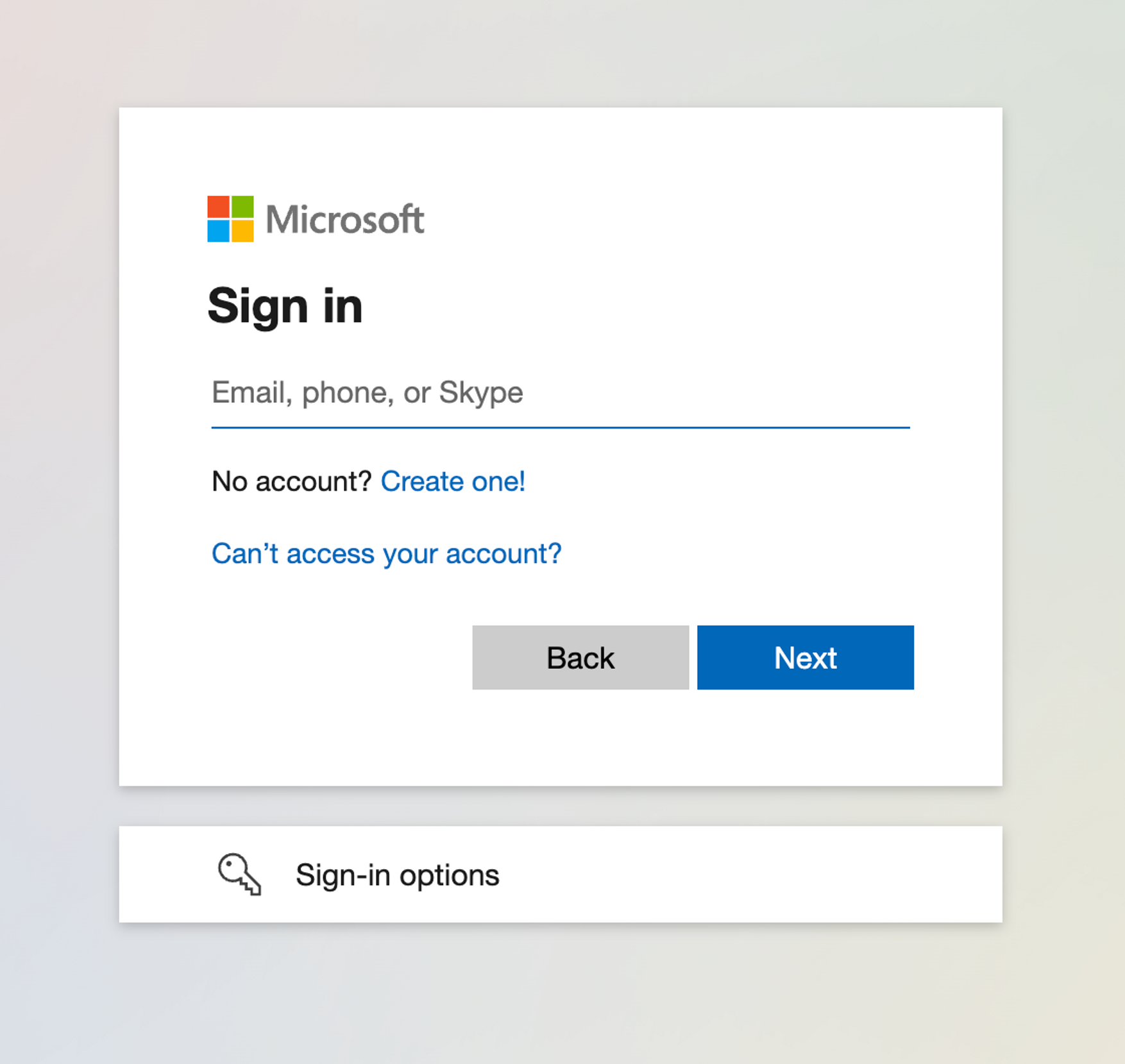 Log in with Microsoft